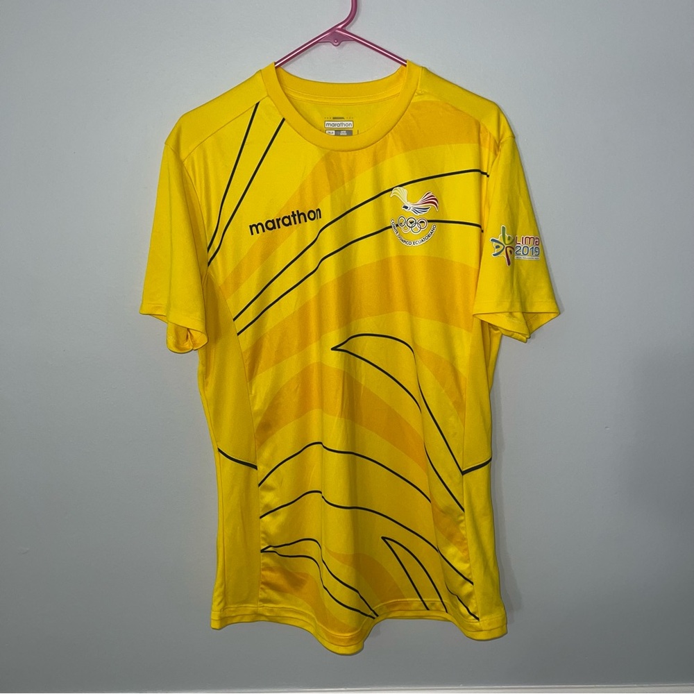 Ecuador 2019 Lima Pan American Games Jersey Men XL Yellow Marathon Soccer Futbol